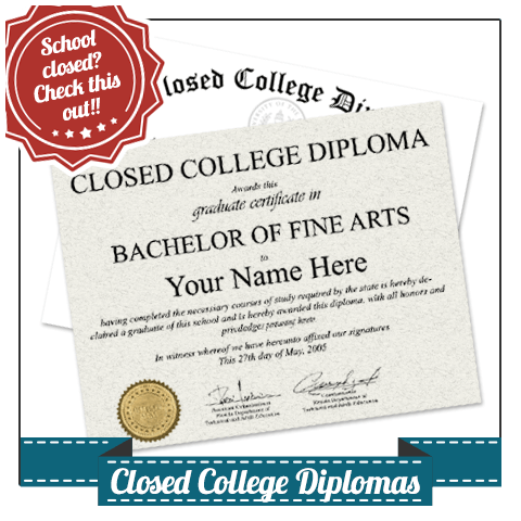 diploma from closed college