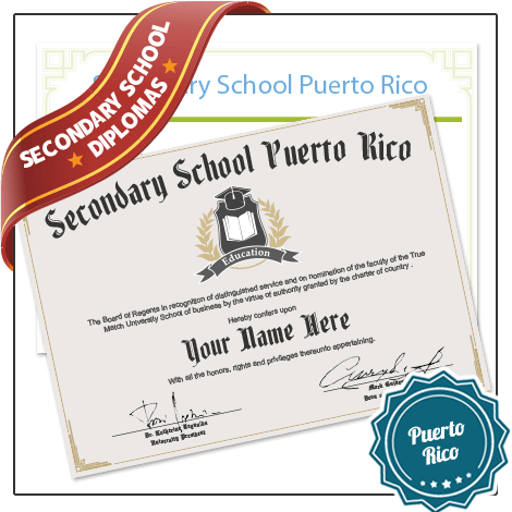 Buy Secondary School Puerto Rico Diplomas