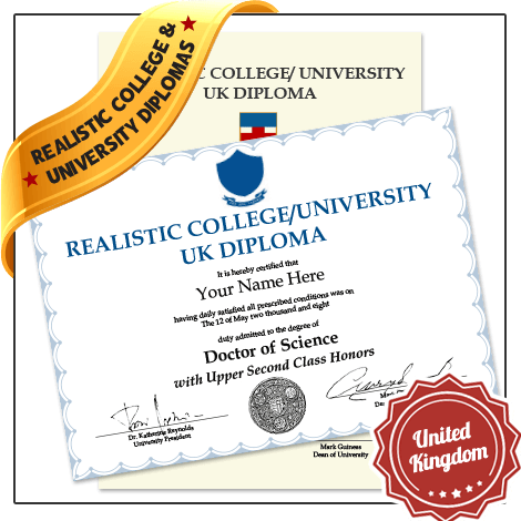 Replica Diploma from United Kingdom University