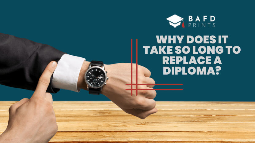 hand looking at watch waiting forever on school to send replacement diploma