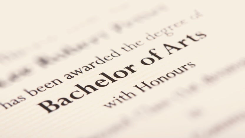 up close image of a bachelor of arts with honours diploma